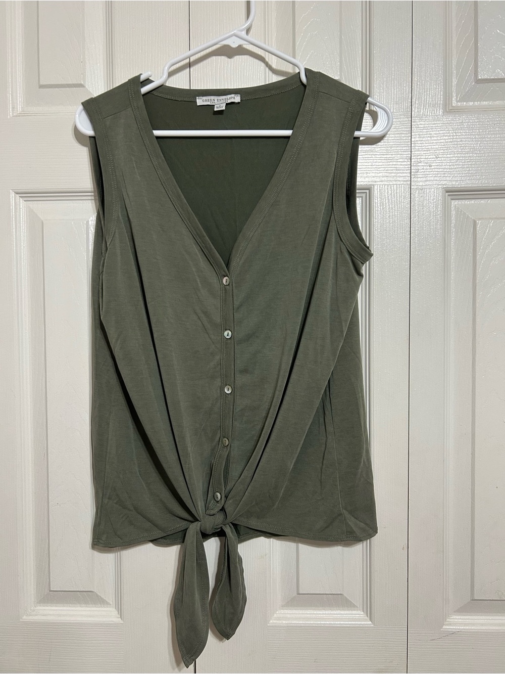 Green Envelope Olive Tie-Front Sleeveless Camisole